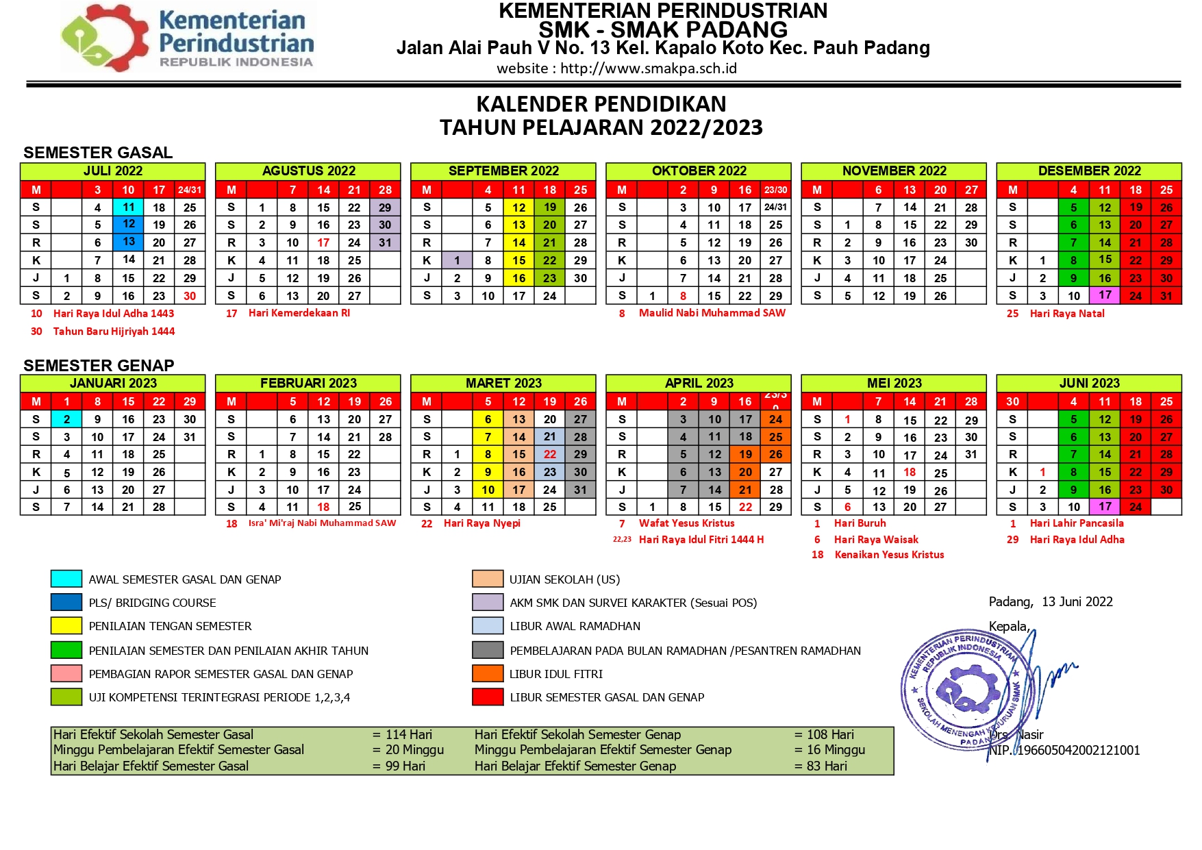 Kalender Pendidikan Smk Smak Padang
